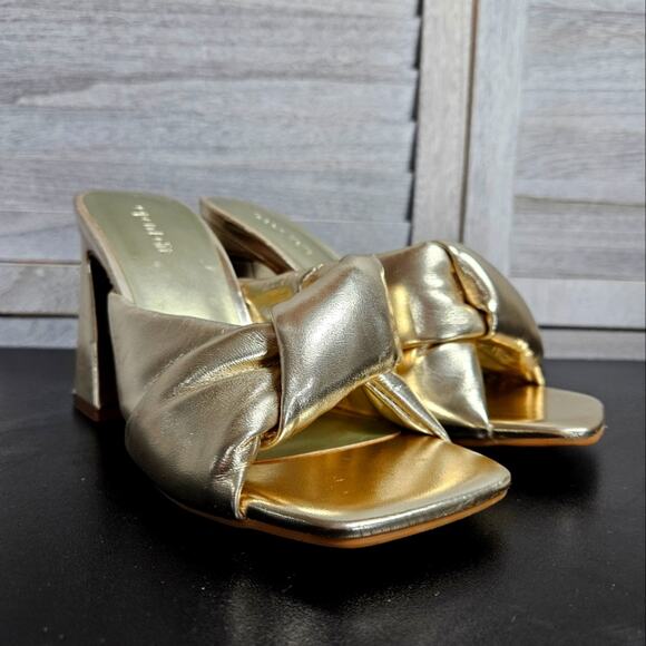 Open Edit Shoes - Open Edit Saydee Gold Mellatic Slip On Sandal Size 6